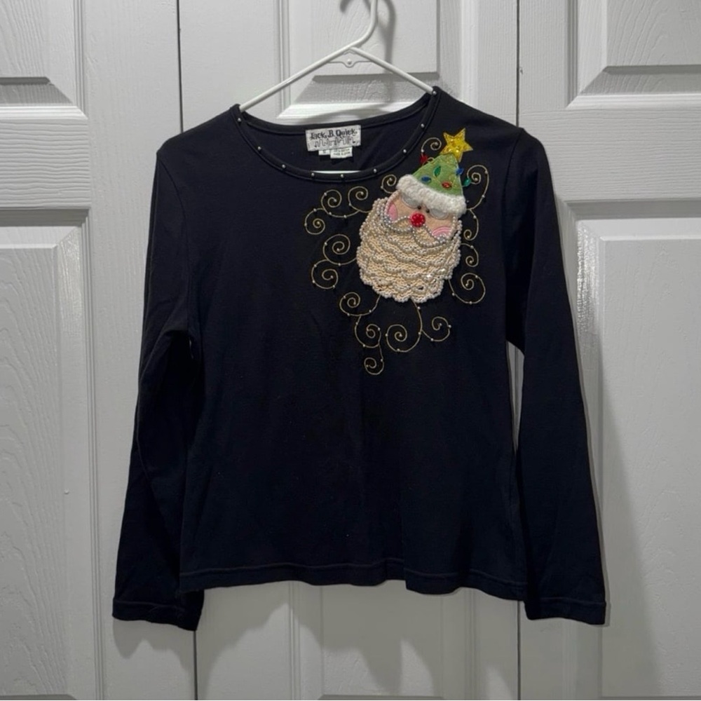 Vtg Jack B Quick Size S Beaded Santa Shirt